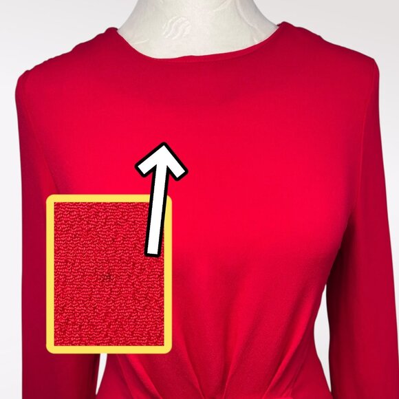 Vintage Red Lanz Mini Dress Bow Waist Long Sleeve Made in USA XS Petite - Picture 2 of 9